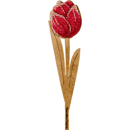 DIY Bead embroidery kit on wood "Tulip"