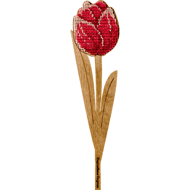 DIY Bead embroidery kit on wood "Tulip"