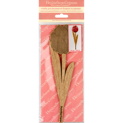 DIY Bead embroidery kit on wood "Tulip"
