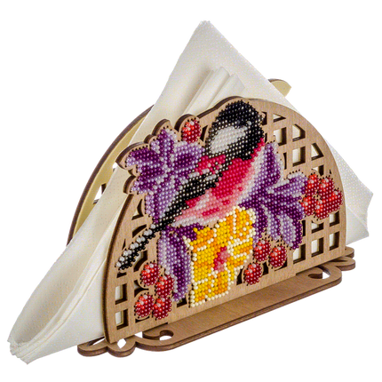 DIY napkin holder kit "Bullfinch with flowers"