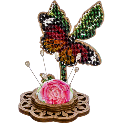 DIY needle cushion kit, needle minder "Beautiful butterfly"