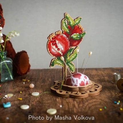 DIY needle cushion kit, needle minder "Pomegranate tree"