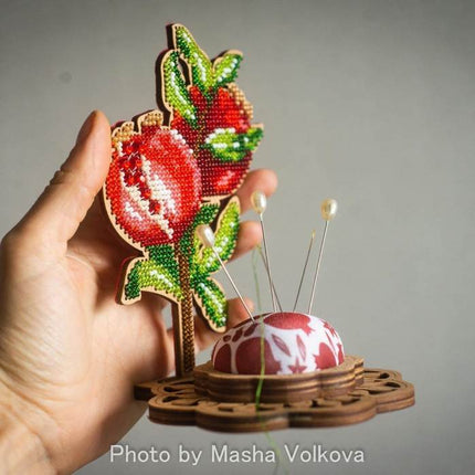 DIY needle cushion kit, needle minder "Pomegranate tree"