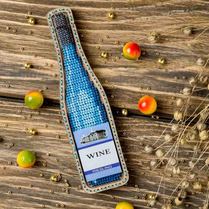 DIY Bead embroidery kit on wood "Wine bottle" Fridge magnet