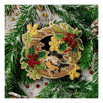 DIY Christmas tree toy kit "Christmas wreath with bird"