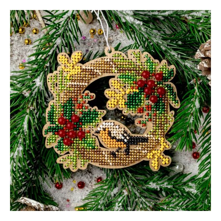 DIY Christmas tree toy kit "Christmas wreath with bird"