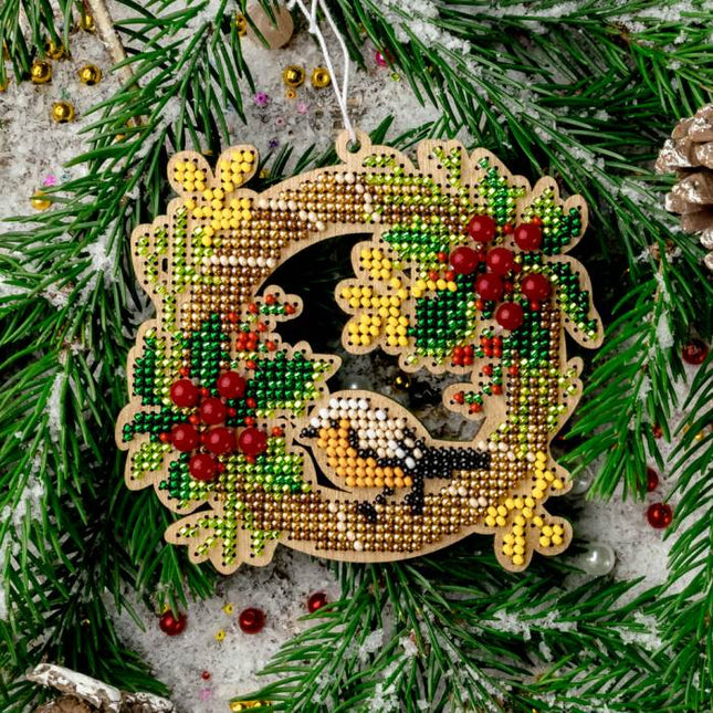 DIY Christmas tree toy kit "Christmas wreath with bird"