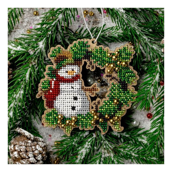 DIY Christmas tree toy kit "Christmas wreath with snowman"