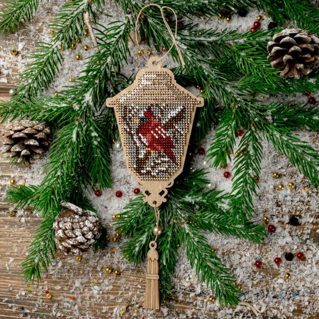 DIY Christmas tree toy kit "Lantern with cardinal"