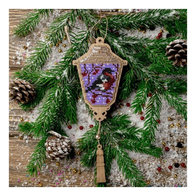 DIY Christmas tree toy kit "Lantern with bullfinch"