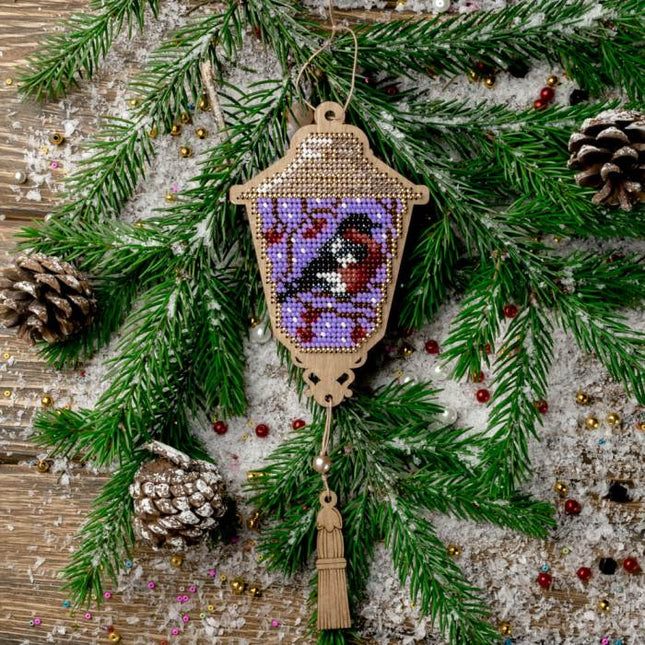 DIY Christmas tree toy kit "Lantern with bullfinch"