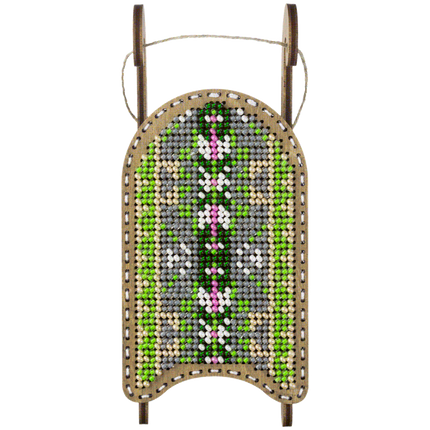 DIY Bead Embroidery on Wood Kit "Christmas Sleigh"