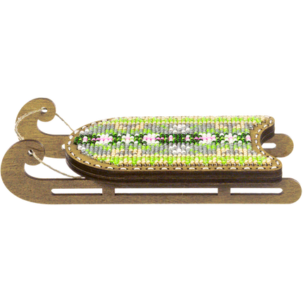 DIY Bead Embroidery on Wood Kit "Christmas Sleigh"