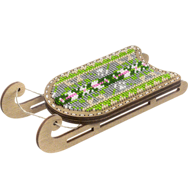 DIY Bead Embroidery on Wood Kit "Christmas Sleigh"