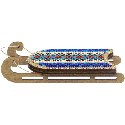 DIY Bead Embroidery on Wood Kit "Christmas Sleigh"