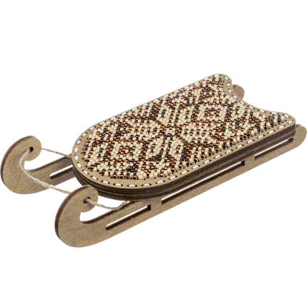 DIY Bead Embroidery on Wood Kit "Christmas Sleigh"