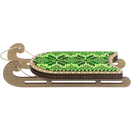 DIY Bead Embroidery on Wood Kit "Christmas Sleigh"