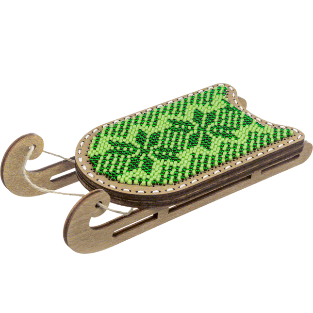 DIY Bead Embroidery on Wood Kit "Christmas Sleigh"
