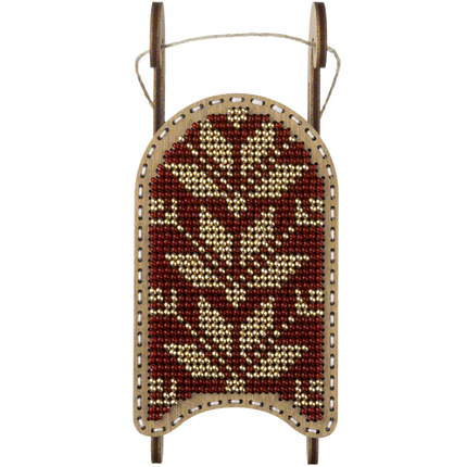 DIY Bead Embroidery on Wood Kit "Christmas Sleigh"
