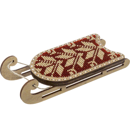 DIY Bead Embroidery on Wood Kit "Christmas Sleigh"