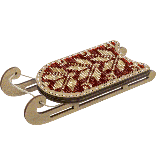 DIY Bead Embroidery on Wood Kit "Christmas Sleigh"