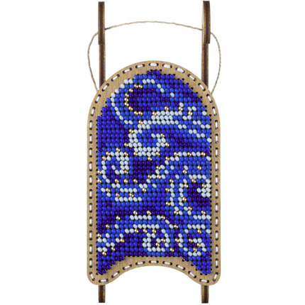 DIY Bead Embroidery on Wood Kit "Christmas Sleigh"