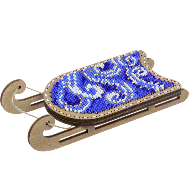 DIY Bead Embroidery on Wood Kit "Christmas Sleigh"