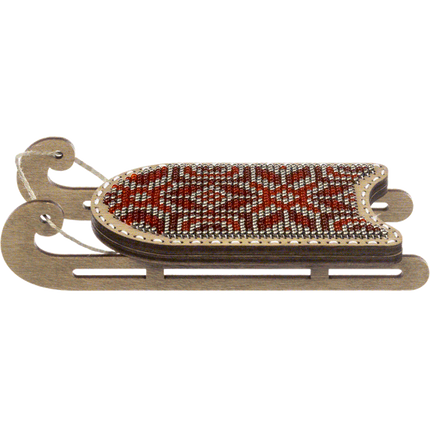 DIY Bead Embroidery on Wood Kit "Christmas Sleigh"