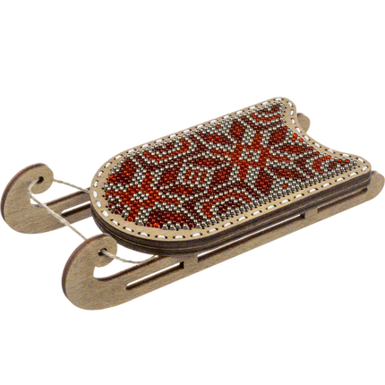 DIY Bead Embroidery on Wood Kit "Christmas Sleigh"