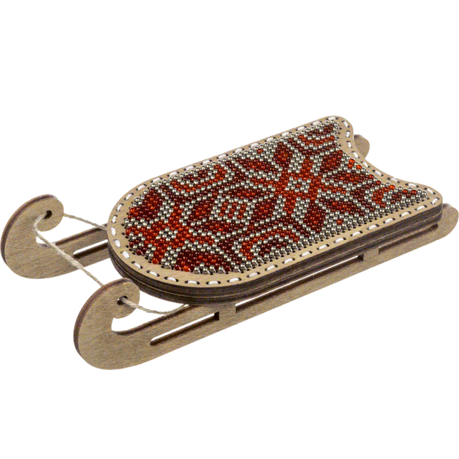 DIY Bead Embroidery on Wood Kit "Christmas Sleigh"