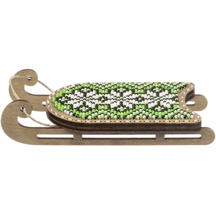DIY Bead Embroidery on Wood Kit "Christmas Sleigh"