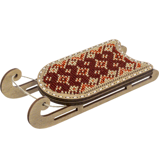 DIY Bead Embroidery on Wood Kit "Christmas Sleigh"