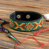 Cross-stitch kits on leather "Ethnic ornament" DIY Bracelet embroidery kit