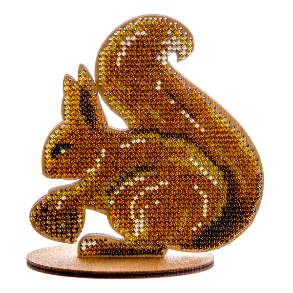 DIY Beaded embroidery on wood kit "Squirrel"