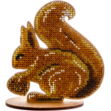 DIY Beaded embroidery on wood kit "Squirrel"