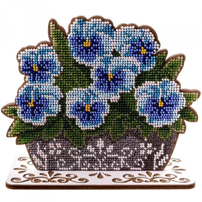 DIY Bead embroidery kit on wood "Violets"
