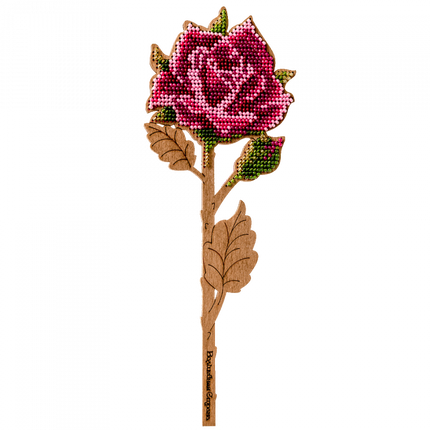 DIY Bead embroidery kit on wood "Rose"