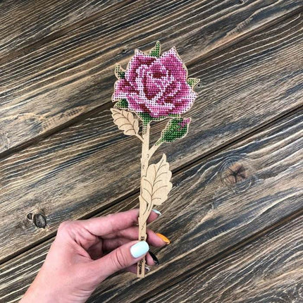 DIY Bead embroidery kit on wood "Rose"