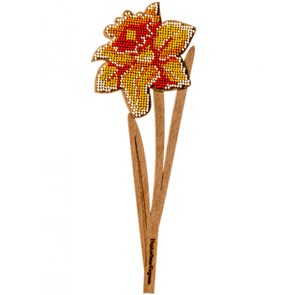 DIY Bead embroidery kit on wood "Daffodil"