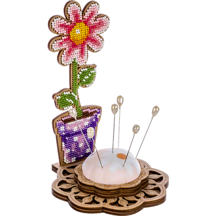 DIY needle cushion kit, needle minder "Flower in a Pot"