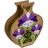 DIY Bead Embroidery on wood kit "Purple flowers" Flower vase