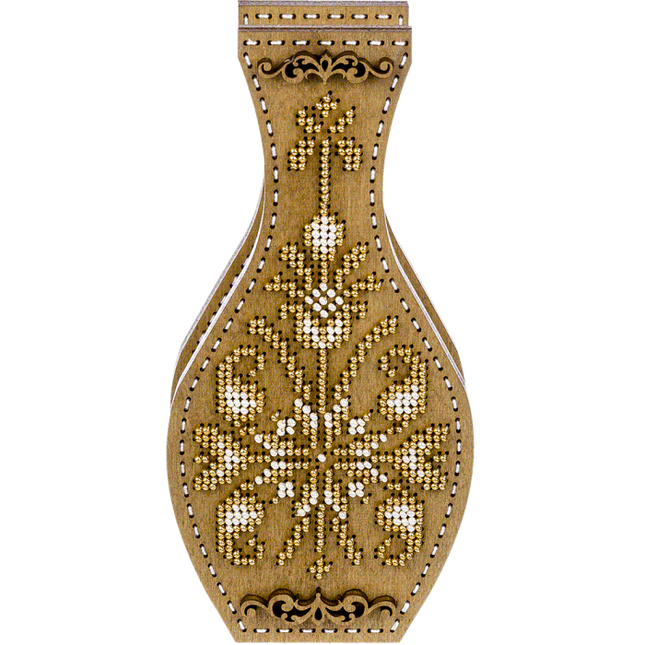 DIY Bead Embroidery on wood kit "Beaded ornament" Flower vase