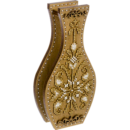 DIY Bead Embroidery on wood kit "Beaded ornament" Flower vase
