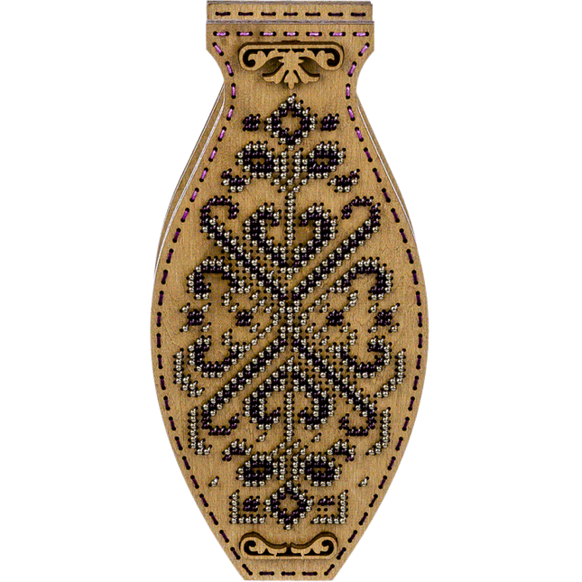 DIY Bead Embroidery on wood kit "Beautiful ornament" Flower vase
