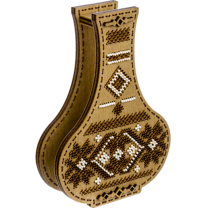 DIY Bead Embroidery on wood kit "Beaded ornament" Flower vase