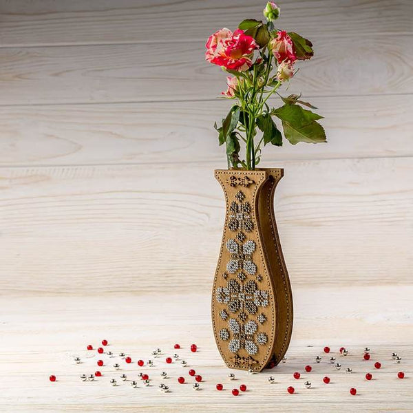 DIY Bead Embroidery on wood kit "Beaded flowers" Flower vase