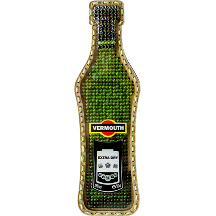 DIY Bead embroidery kit on wood "Vermouth bottle" Fridge magnet