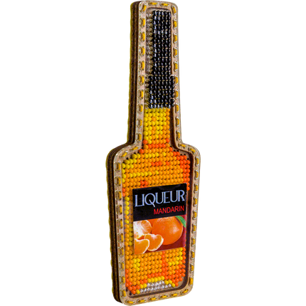 DIY Bead embroidery kit on wood "Liqueur bottle" Fridge magnet