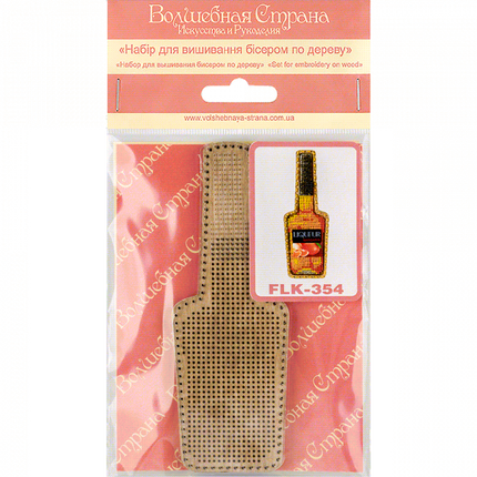 DIY Bead embroidery kit on wood "Liqueur bottle" Fridge magnet