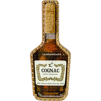 DIY Bead embroidery kit on wood "Cognac bottle" Fridge magnet